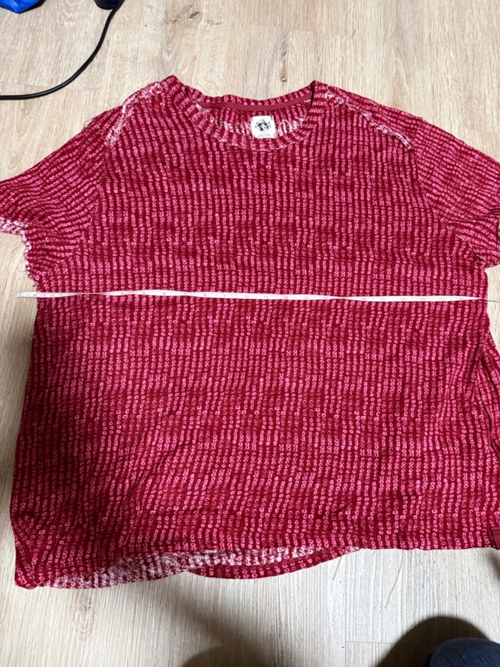 Free People Raspberry Red Patterned Short Sleeve Tee - Picture 5 of 6